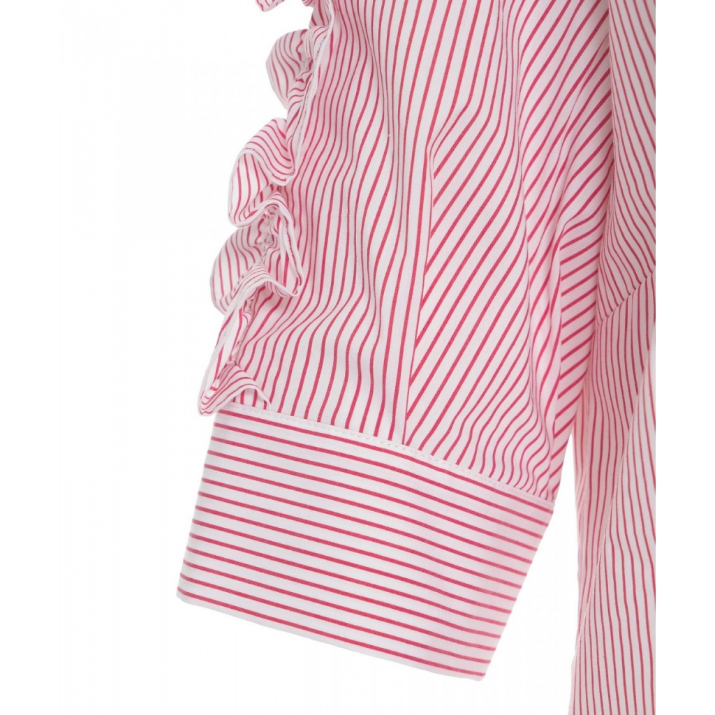 Camicia a righe con rouches rosso