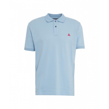 Polo con logo ricamato azzurro