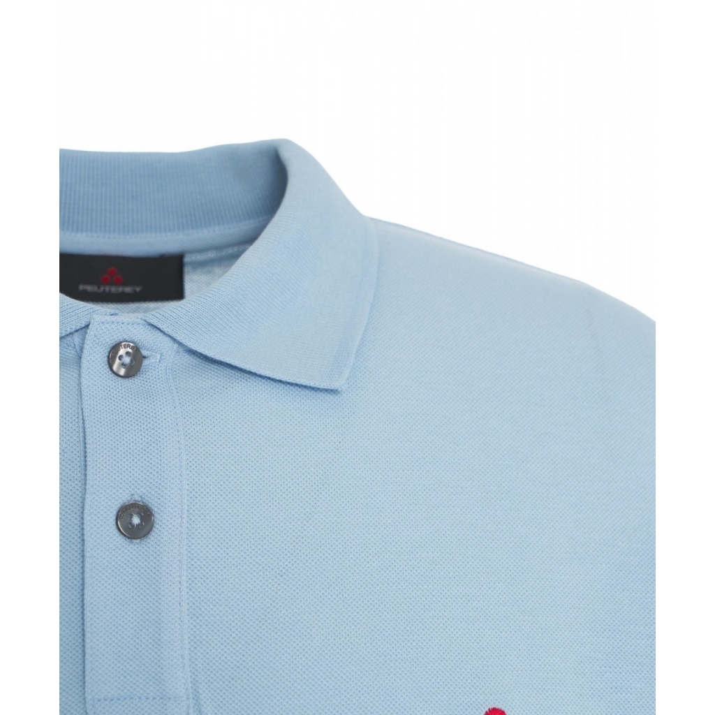 Polo con logo ricamato azzurro