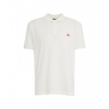 Polo con logo ricamato bianco