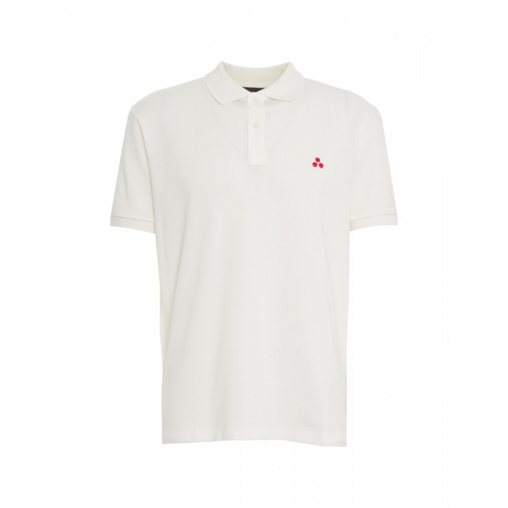 Polo con logo ricamato bianco