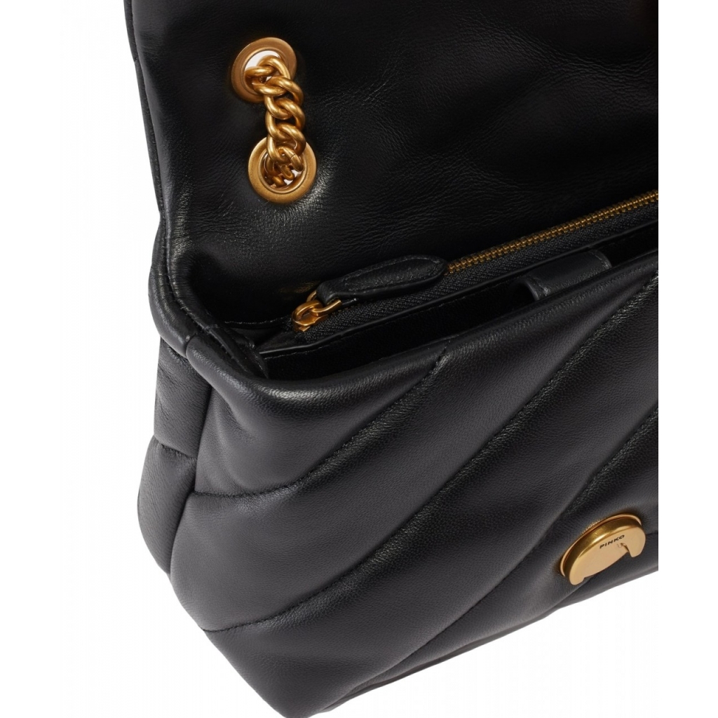 Borsa a tracolla in pelle Mini Love Puff nero