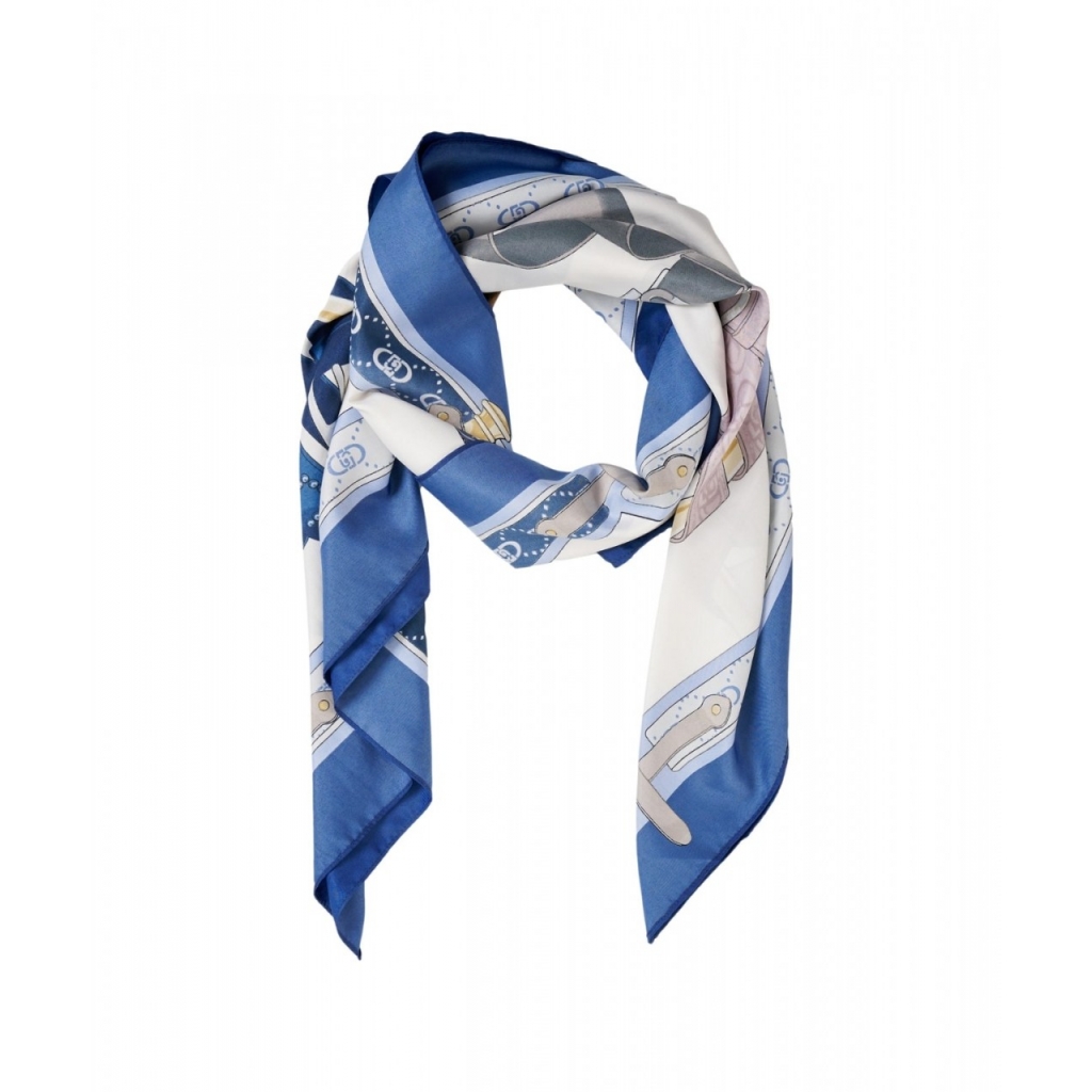 Foulard con stampa cinture blu