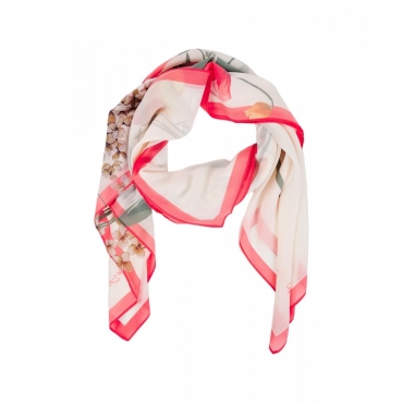 Foulard con stampa floreale rosa