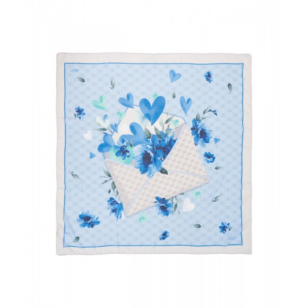 Foulard con stampa San Valentino blu