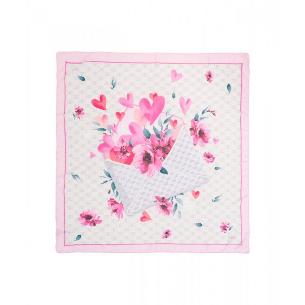 Foulard con stampa San Valentino rosa