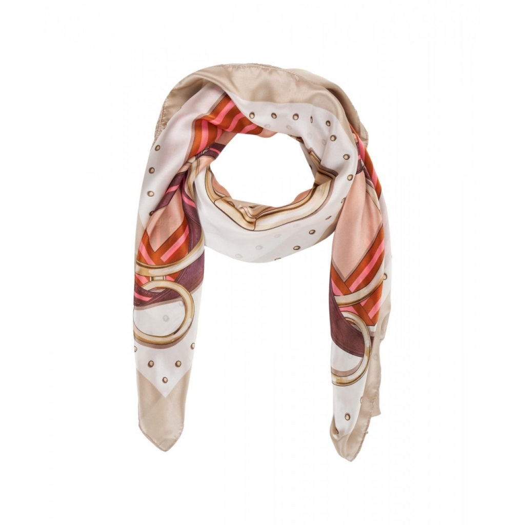 Foulard con stampa beige