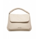 Borsa a mano in pelle martellata beige