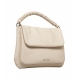 Borsa a mano in pelle martellata beige