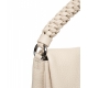 Borsa a mano in pelle martellata beige