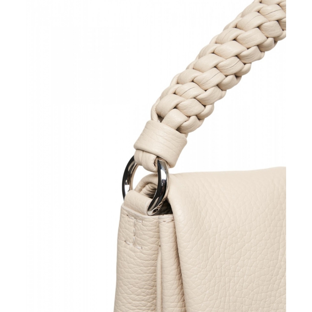 Borsa a mano in pelle martellata beige