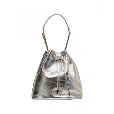 Borsa a secchiello metallizzata argento