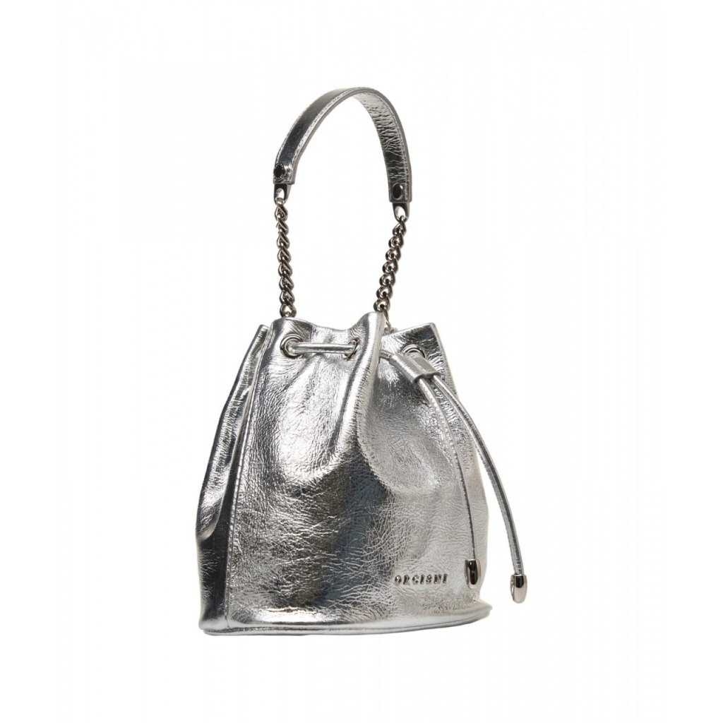 Borsa a secchiello metallizzata argento