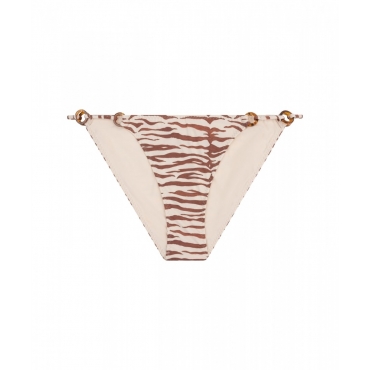 Slip bikini con stampa animalier beige