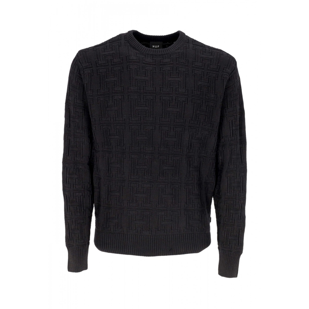 maglione uomo interlaced jacquard overdyed crew BLACK