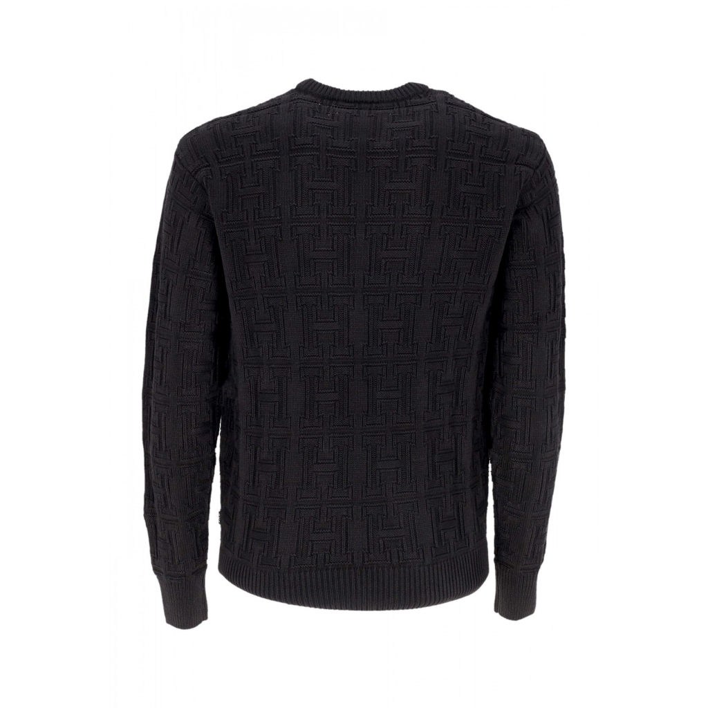 maglione uomo interlaced jacquard overdyed crew BLACK