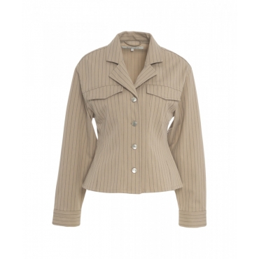 Blazer gessato Rayures beige