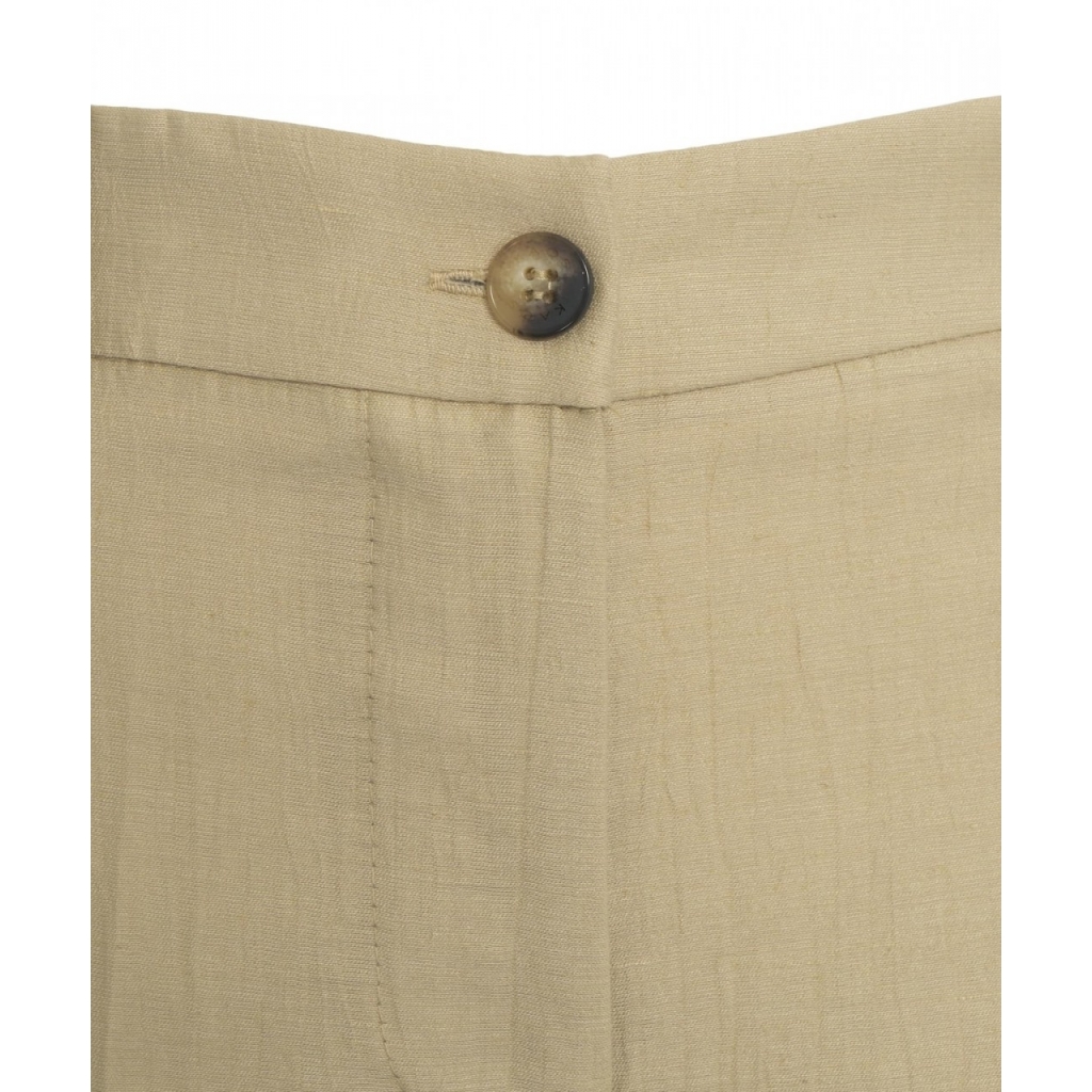 Pantaloni wide leg in lino beige