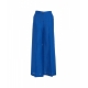 Pantaloni wide leg in lino blu