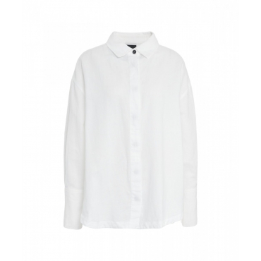 Camicia oversize in misto lino bianco