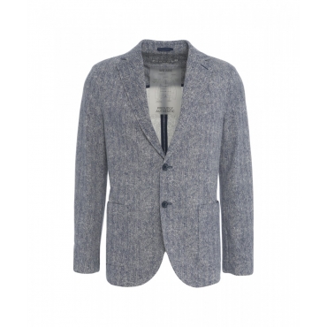 Blazer monopetto in piquet blu