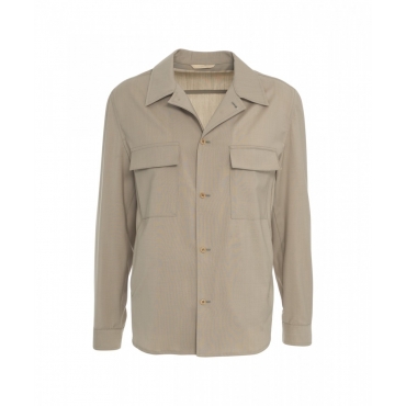 Overshirt in lana vergine John beige