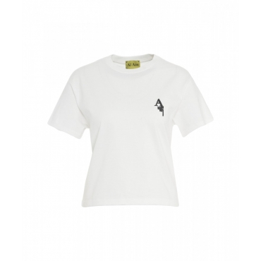 T-shirt con stampa sul retro bianco