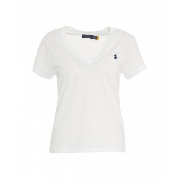 T-shirt con ricamo logo bianco