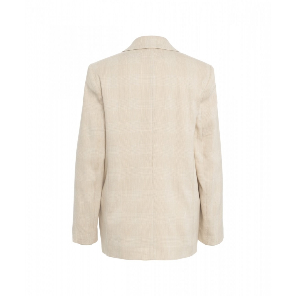 Blazer doppiopetto in glencheck beige