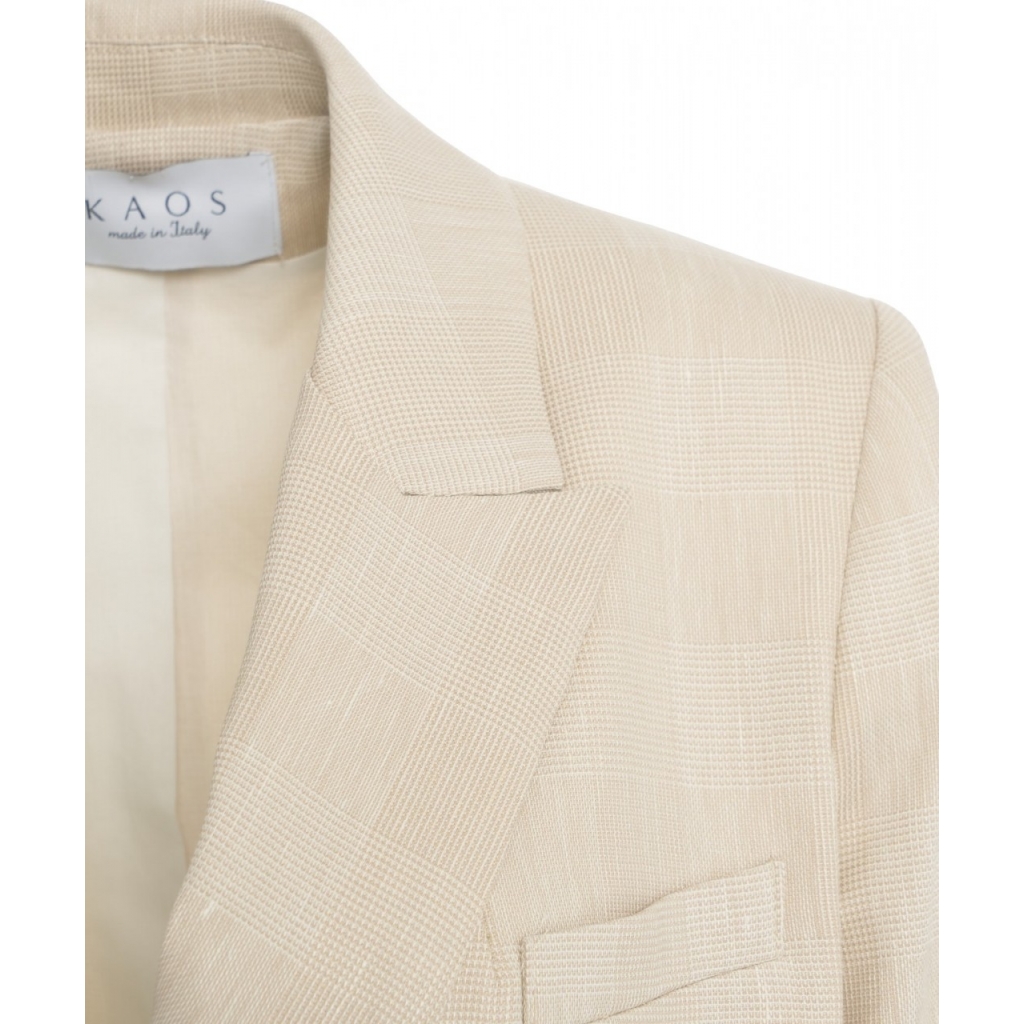 Blazer doppiopetto in glencheck beige