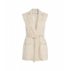 Gilet glencheck con cintura in vita beige