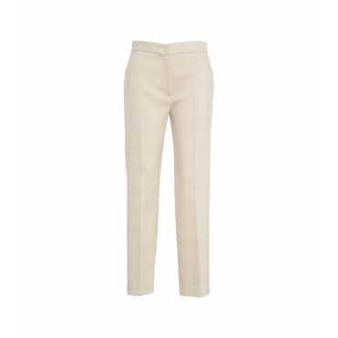 Chino in glencheck beige