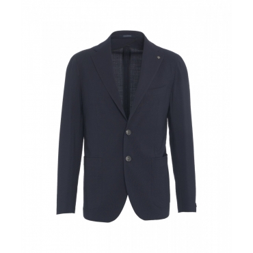 Blazer monopetto in lana vergine blu