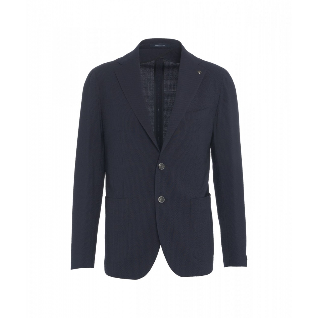 Blazer monopetto in lana vergine blu