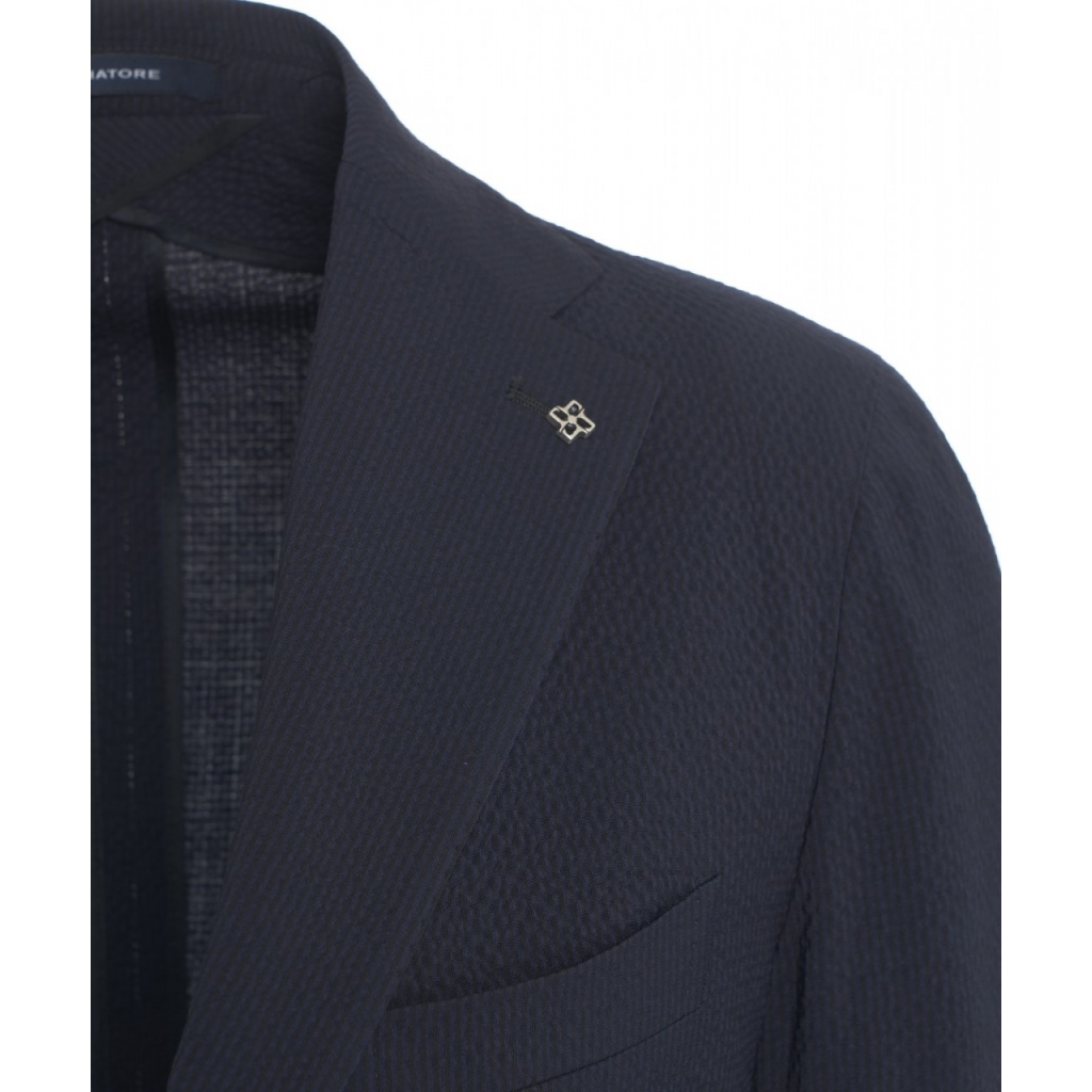 Blazer monopetto in lana vergine blu