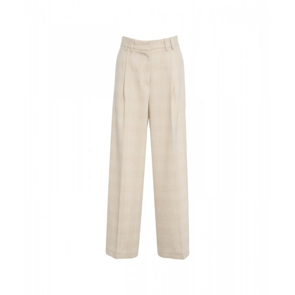 Pantaloni palazzo con pieghe beige