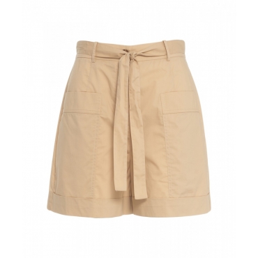 Pantaloncini in popeline beige