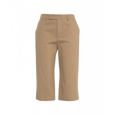 Pantaloni capri in cotone marrone chiaro