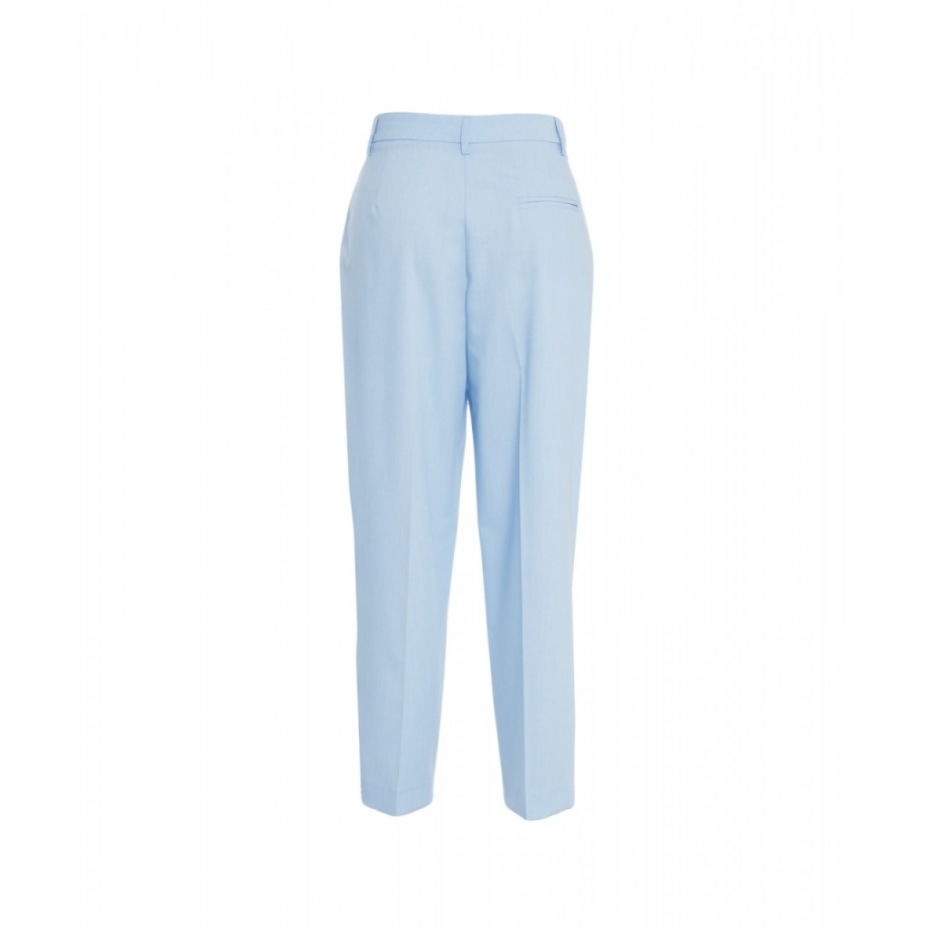 Pantaloni a vita alta con pieghe azzurro