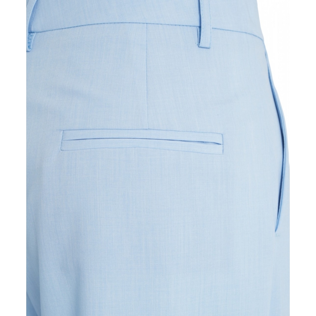 Pantaloni a vita alta con pieghe azzurro