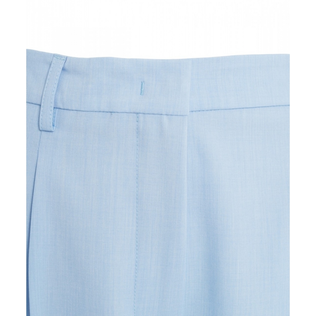 Pantaloni a vita alta con pieghe azzurro