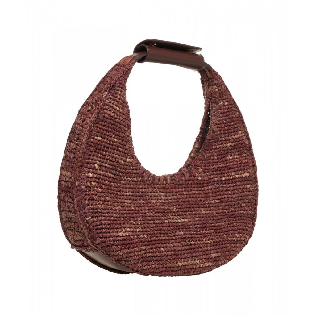 Moon bag in raffia marrone