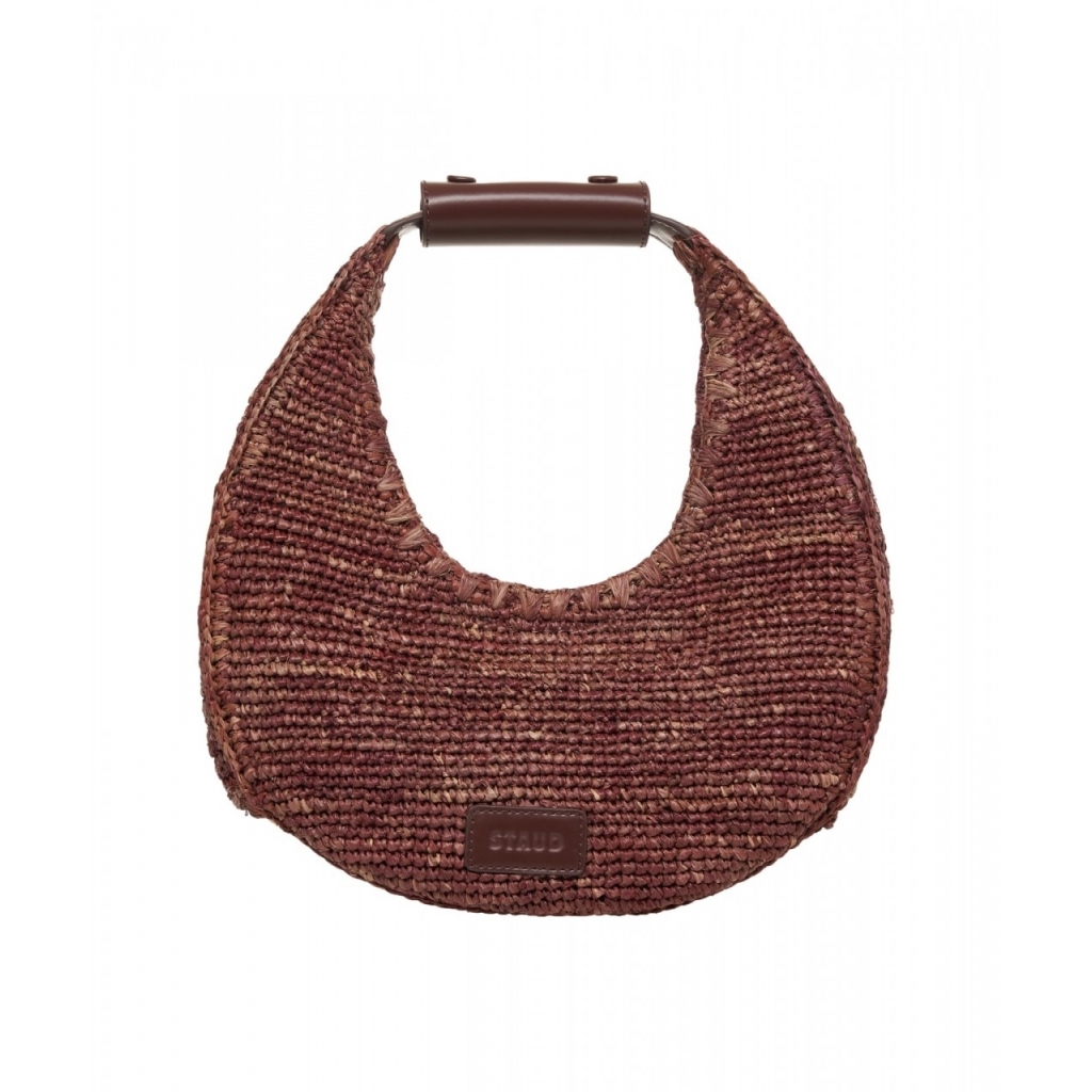 Moon bag in raffia marrone