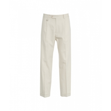 Pantaloni chino in misto lino bianco