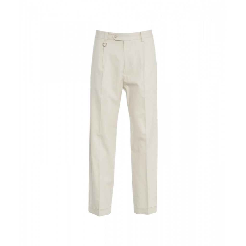 Pantaloni chino in misto lino bianco