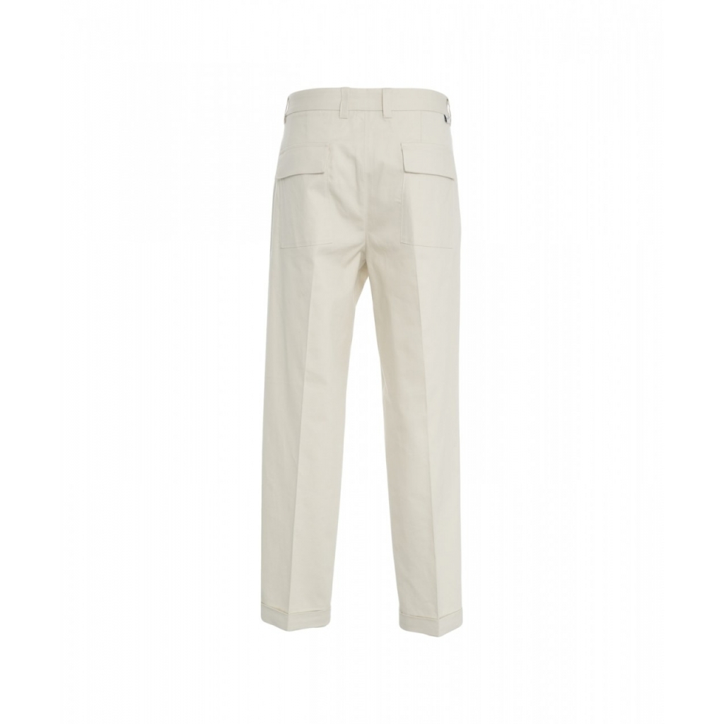 Pantaloni chino in misto lino bianco