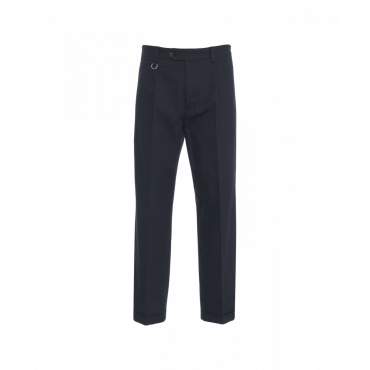 Pantaloni chino in misto lino blu