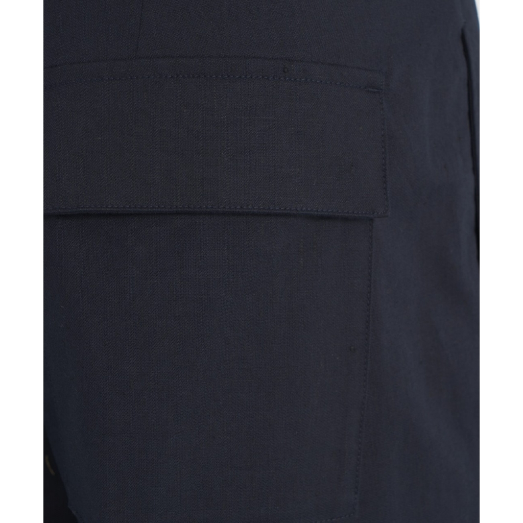 Pantaloni chino in misto lino blu