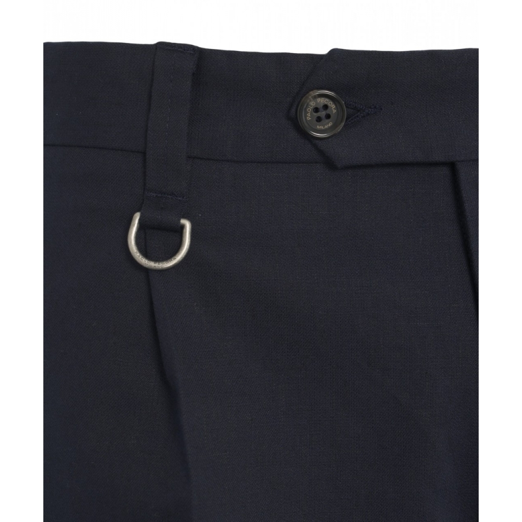 Pantaloni chino in misto lino blu