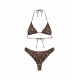 Bikini con stampa animalier marrone